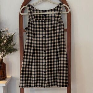 GAP Gingham Button-Front Mini Dress